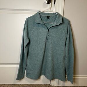 Eddie Bauer Womens‎ Fleece Sweater 1/4 Zip Mock Neck Heather Blue Size Medium